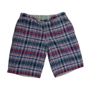 Polo Ralph Lauren Reversible Cotton Shorts Green Plaid Size 35